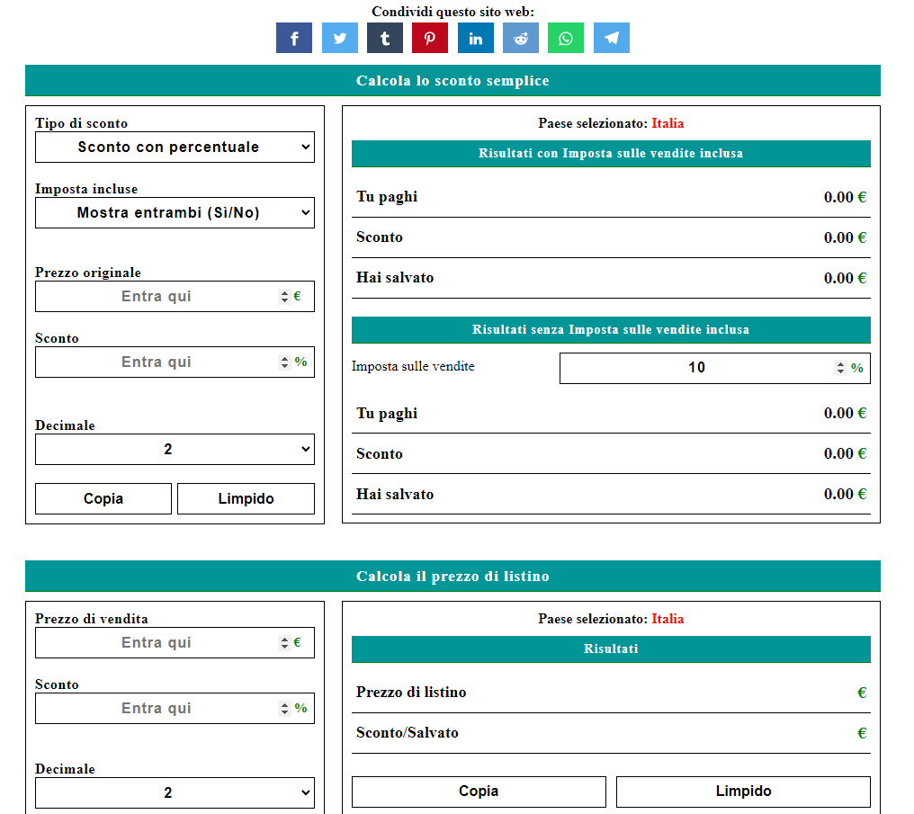 Calcolo Sconto